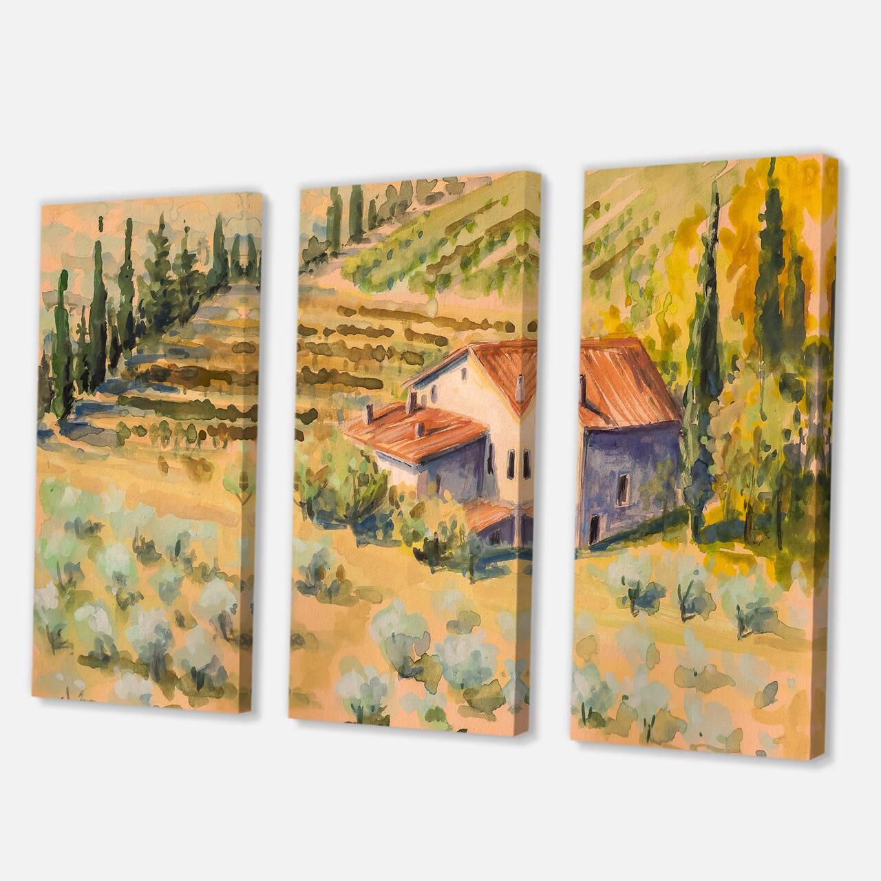 Designart - Little Farm In Countryside - Country Canvas Wall Art Print
